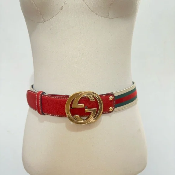Gucci | Accessories | Gucci Red And Gold Leather Belt With  display picture 3